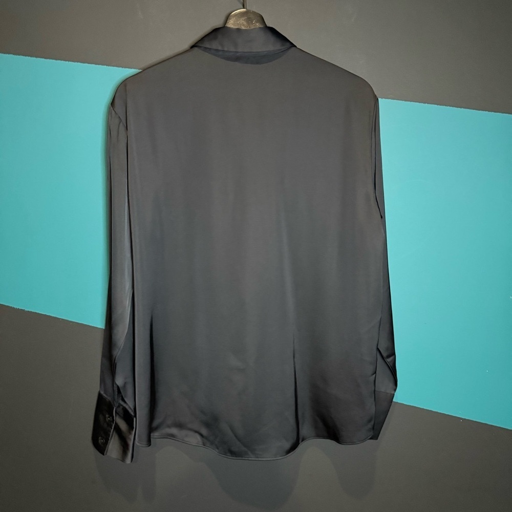 Abercrombie & Fitch Black Satin Button-Down Shirt size M Preppy Business - Picture 4 of 11